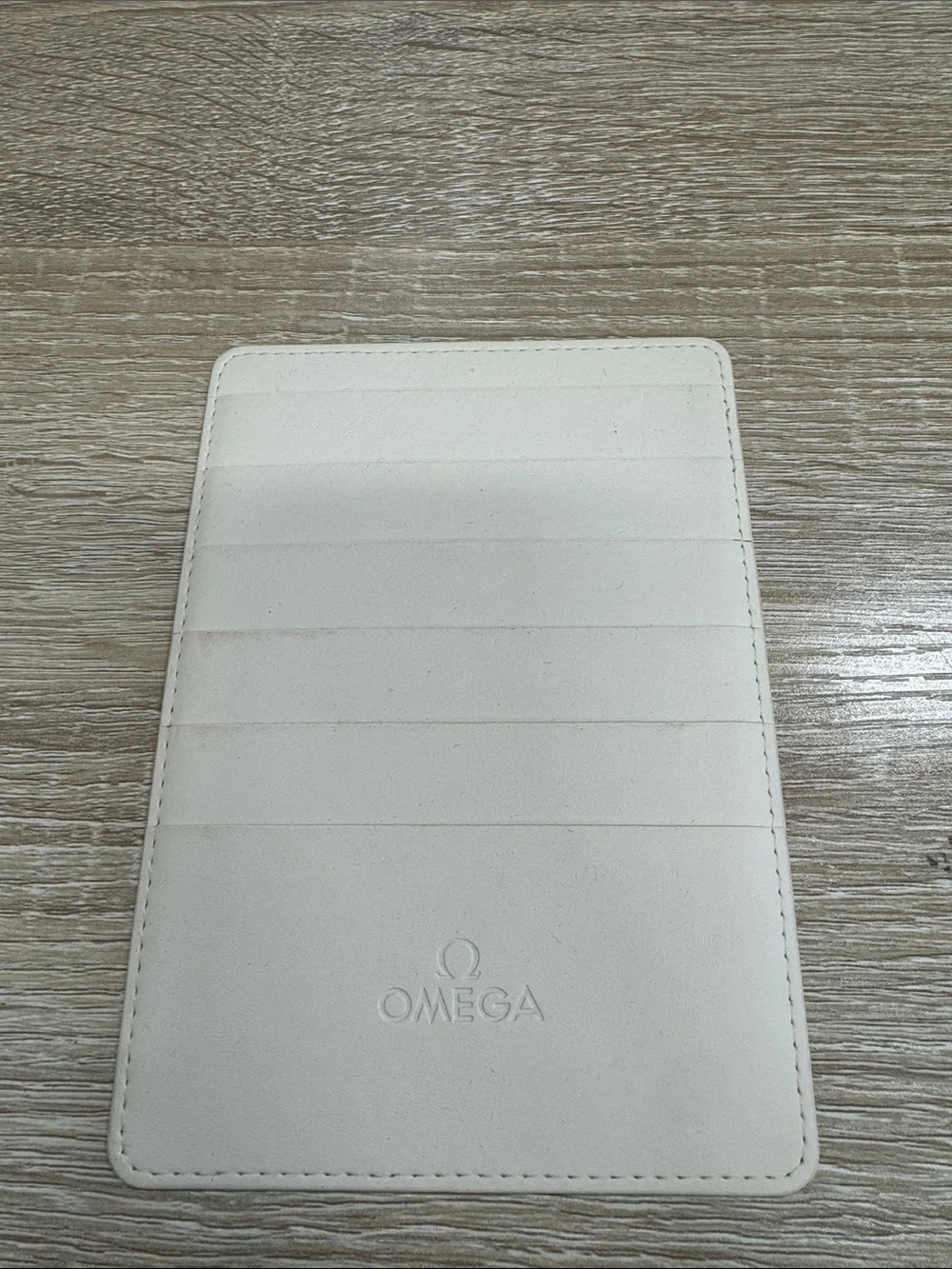 Omega Cream Leather Slim Card Wallet